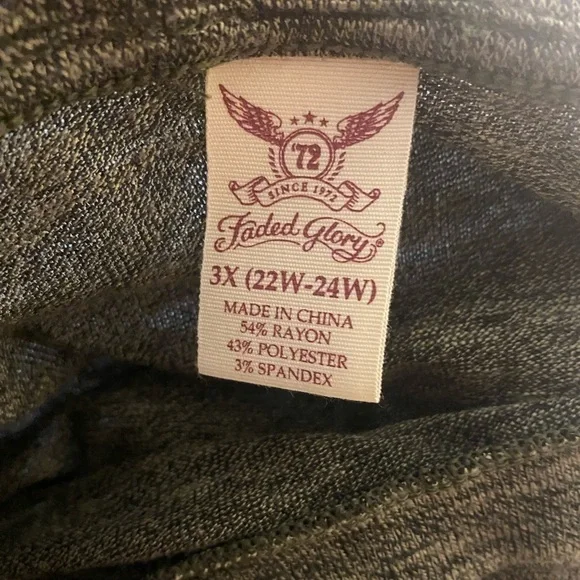 3X FADED GLORY FOREST GREEN LONG SLEEVE SHIRT - Picture 2 of 4